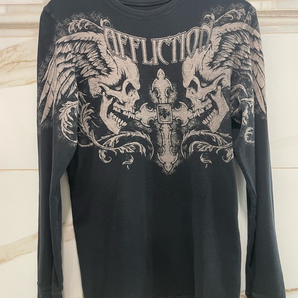 Affliction Men's Winged Up Long Sleeve Thermal large - Picture 5 of 12